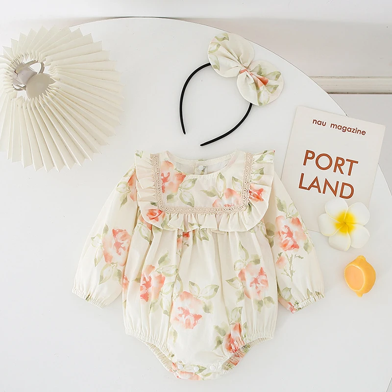 2023 New Autumn Toddler Baby Romper+Hair Hoop Long Sleeved Cotton Flower Printing Infant Baby Girls Jumpsuit Children Clothes
2023 New Autumn Toddler Baby Romper+Hair Hoop Long Sleeved Cotton Flower Printing Infant Baby Girls Jumpsuit Children Clothes