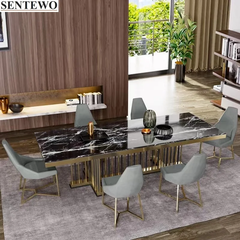 Luxury Rock Slab Dining Table and 8 Chairs Set Stainless Steel Gold Base Faux Marble Table Home Furniture мебель для кухни
Luxury Rock Slab Dining Table and 8 Chairs Set Stainless Steel Gold Base Faux Marble Table Home Furniture мебель для кухни