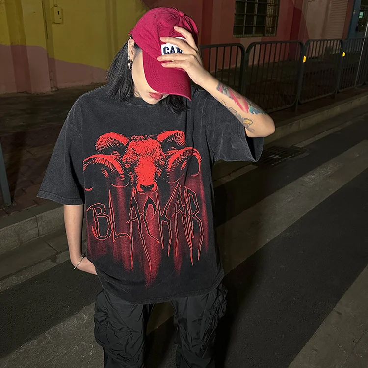 Washed Black Evil T-Shirts Streetwear Oversized T Shirts Mens Womens Vintage Gothic Goat Printed Graphic Tees Hip Hop Unisex
Washed Black Evil T-Shirts Streetwear Oversized T Shirts Mens Womens Vintage Gothic Goat Printed Graphic Tees Hip Hop Unisex