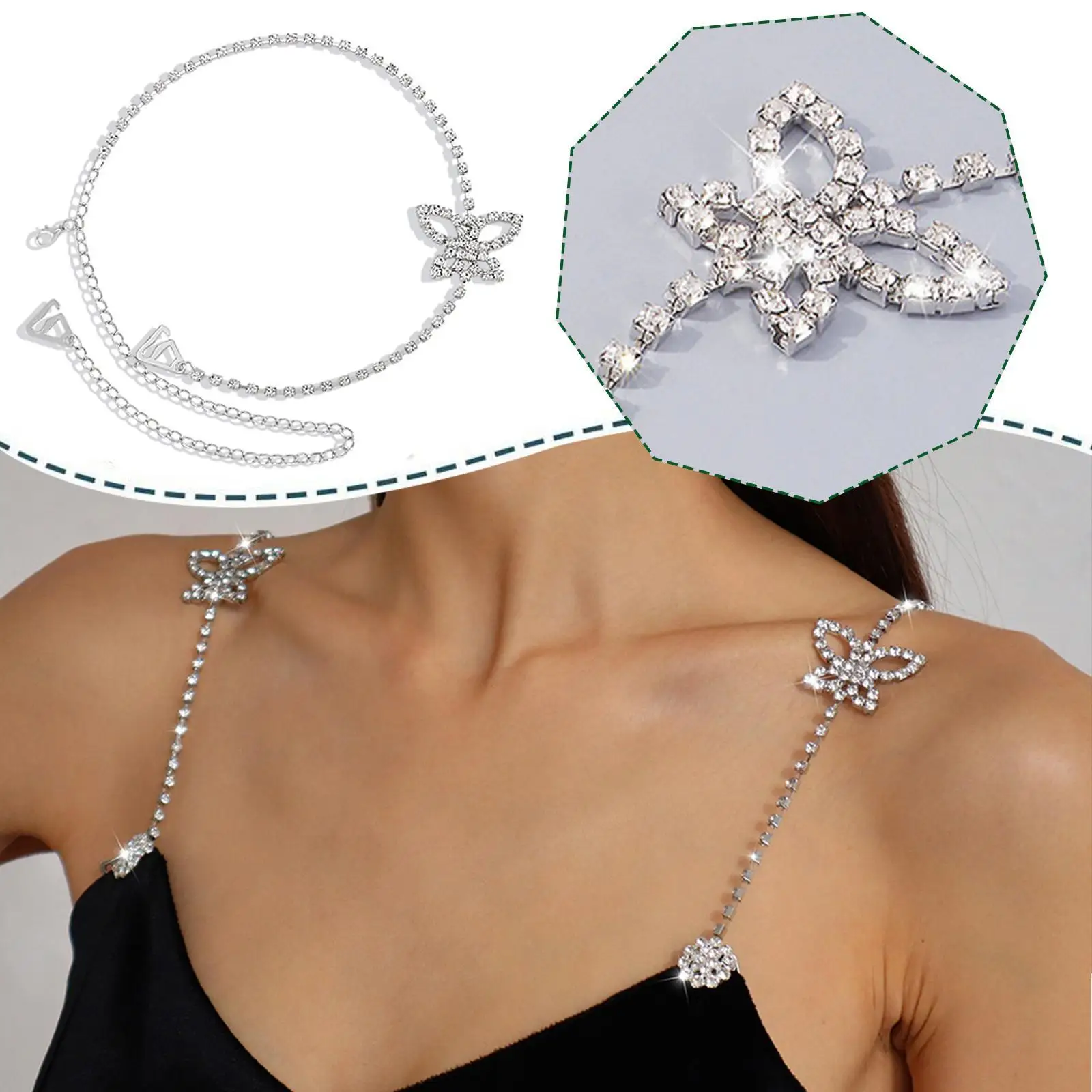 1/2pc Butterfly Rhinestone Bra Strap Woman Luxury Jewelry Straps Party Dress Invisible Body Chain Woman Fashion Sexy Accessories
1/2pc Butterfly Rhinestone Bra Strap Woman Luxury Jewelry Straps Party Dress Invisible Body Chain Woman Fashion Sexy Accessories