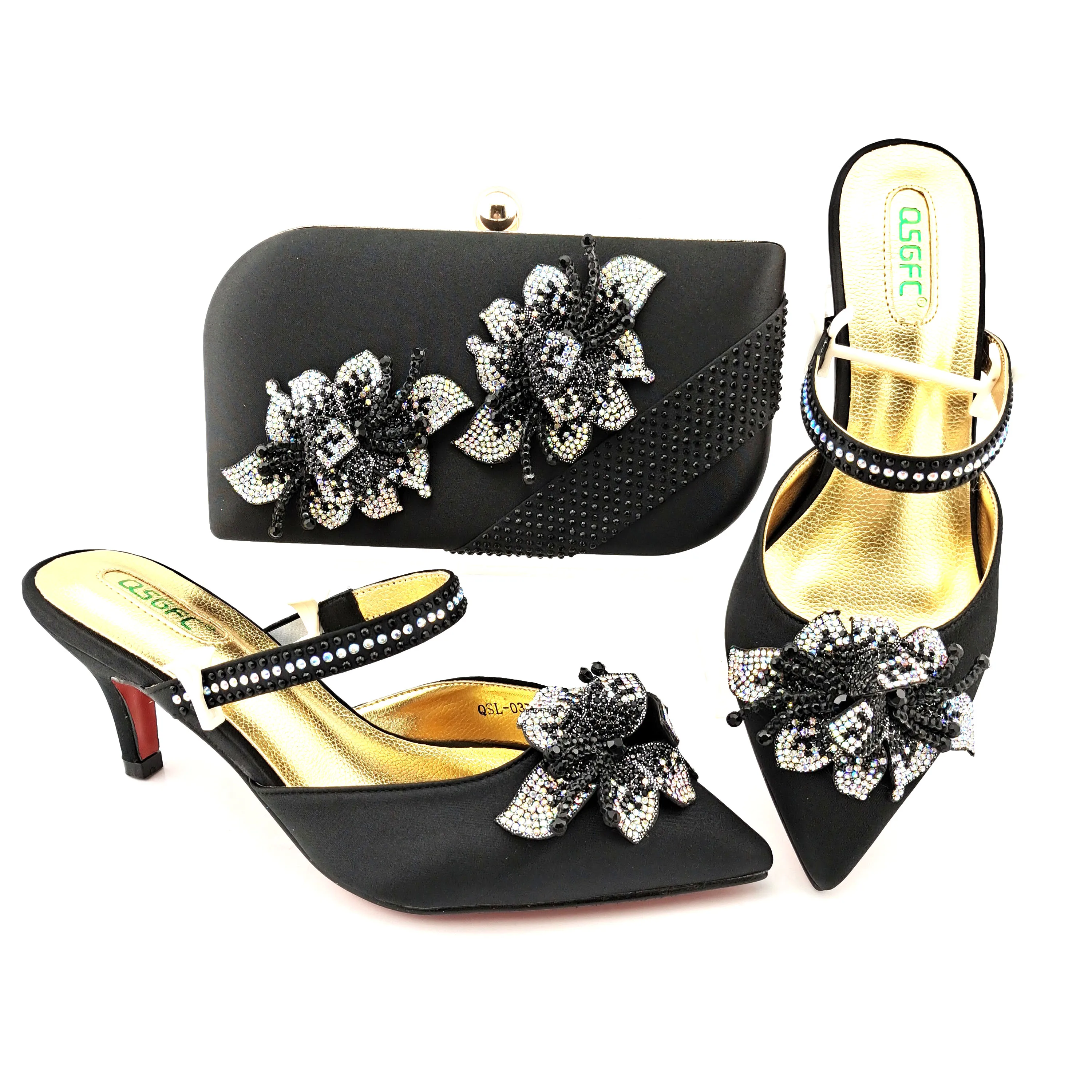 Black Color Italian Women Shoes and Bag Set African Lady Shoes Matching Bag Elegant Style with Diamond Flower For Party
Black Color Italian Women Shoes and Bag Set African Lady Shoes Matching Bag Elegant Style with Diamond Flower For Party