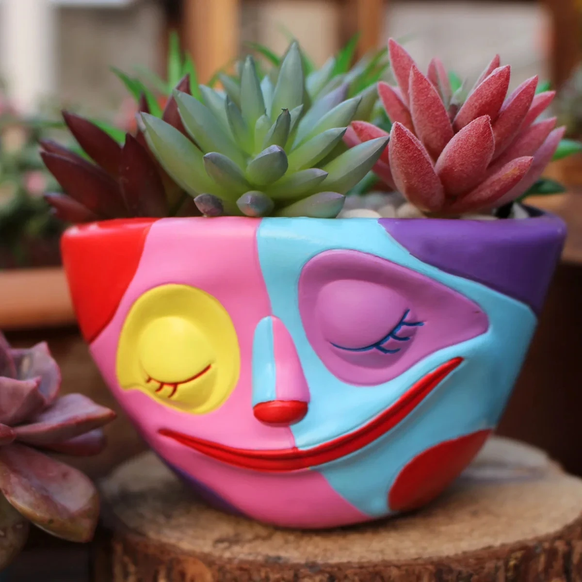 Colorful Face Flower Pots Indoor Outdoor Resin Succulent Planter Tabletop Decorative Clowns Plant Pots Home Garden Decoration
Colorful Face Flower Pots Indoor Outdoor Resin Succulent Planter Tabletop Decorative Clowns Plant Pots Home Garden Decoration