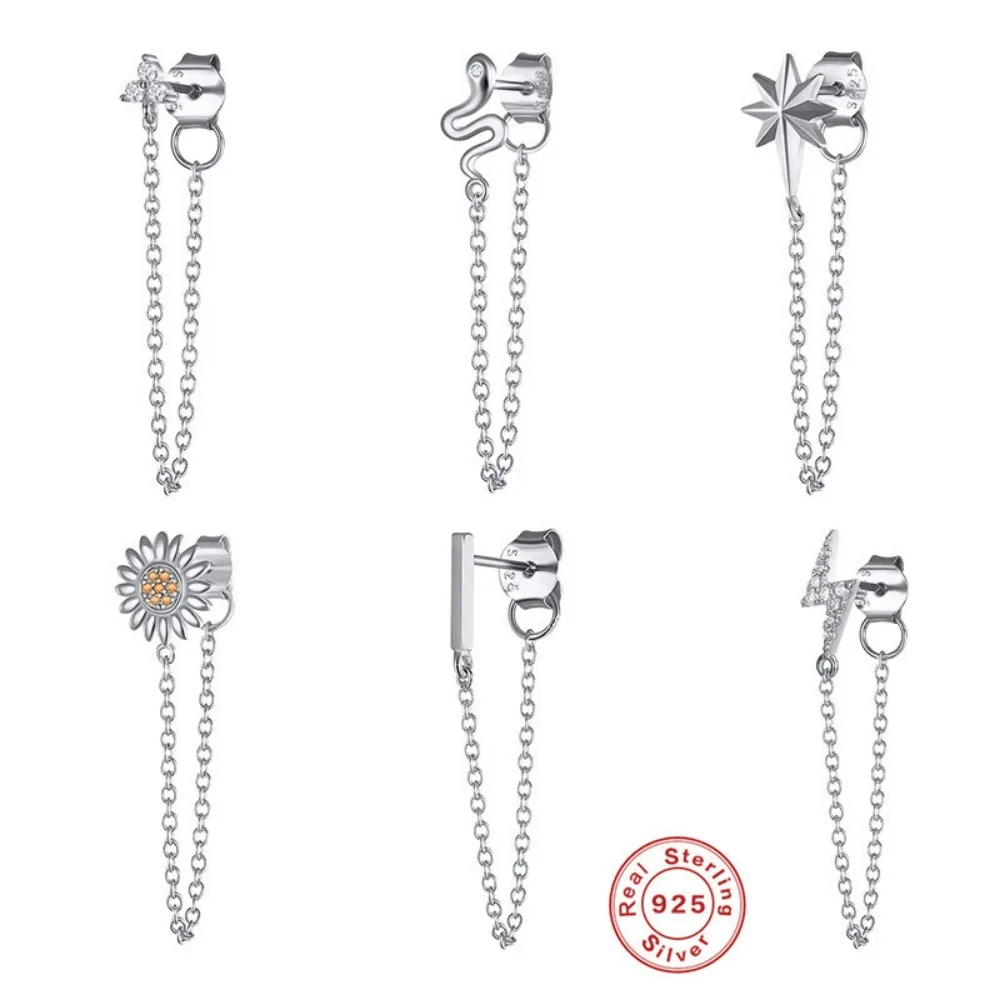 925 Sterling Silver Needle Ear Studs Tassel Chains Earrings Fashion Hoop Earrings for Women Luxury CZ Jewelry Gifts
925 Sterling Silver Needle Ear Studs Tassel Chains Earrings Fashion Hoop Earrings for Women Luxury CZ Jewelry Gifts