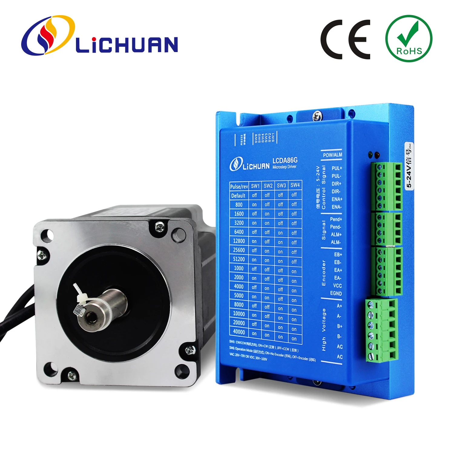 

Lichuan 6A/7.5A 8/10N.m DC/AC Closed Loop Stepper Motors Drivers Kit 2 Phase Nema34 Closed Loop Driver Stepper Motor Drivers Kit