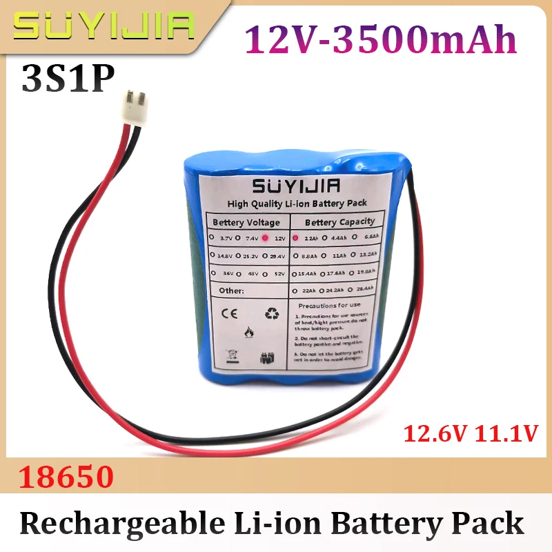 18650 12V 3500mAh Rechargeable Lithium Battery 3S1P Battery Pack Built-in BMS for Backup Power LED Lighting CCTV Camera Drone
18650 12V 3500mAh Rechargeable Lithium Battery 3S1P Battery Pack Built-in BMS for Backup Power LED Lighting CCTV Camera Drone