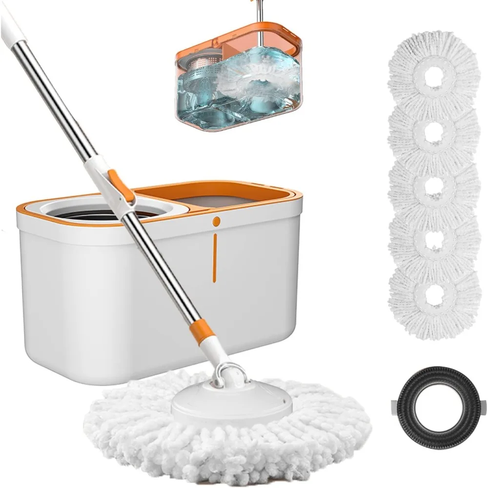 Floor Spin Mop and Bucket Set with Wringer System Extended Stainless Steel Handle 61"for Home Floor Cleaning Use with.
Floor Spin Mop and Bucket Set with Wringer System Extended Stainless Steel Handle 61"for Home Floor Cleaning Use with.