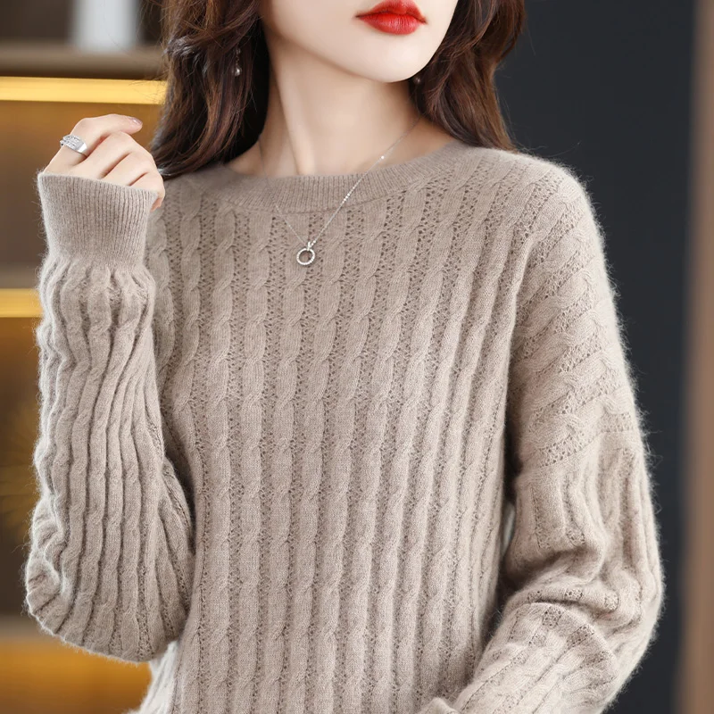 100% Pure Wool Round Neck Women's Pullover Casual Knitted Long Sleeve Top Autumn and Winter New Versatile Sweater Coat
100% Pure Wool Round Neck Women's Pullover Casual Knitted Long Sleeve Top Autumn and Winter New Versatile Sweater Coat