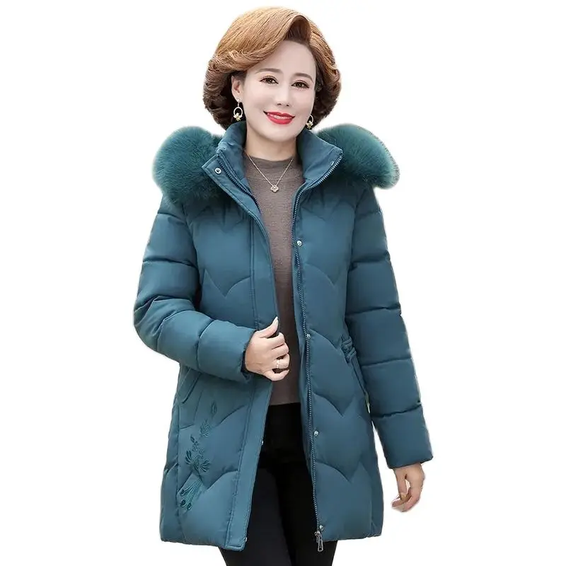Long Hooded Cotton-padded Clothes Womens Fashion Large Size Embroidered Fur Collar Loose Coat For Middle-aged And Elderly Peopl
Long Hooded Cotton-padded Clothes Womens Fashion Large Size Embroidered Fur Collar Loose Coat For Middle-aged And Elderly Peopl