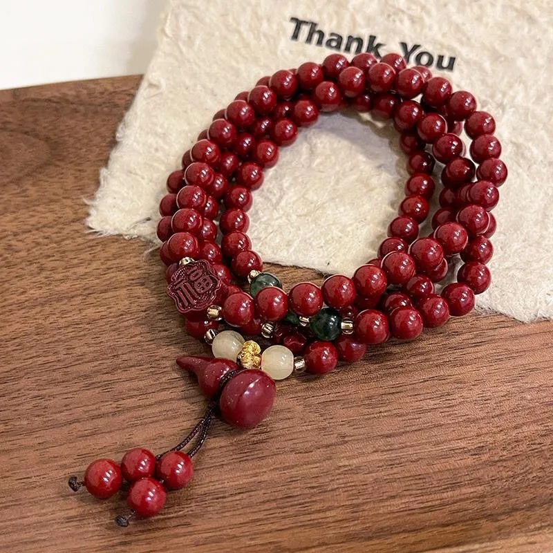 

Natural Multi Circle Purple Gold Bracelet, Cinnabar Men and Women's Bracelet, 108 Buddha Beads, Zodiac Year Transport