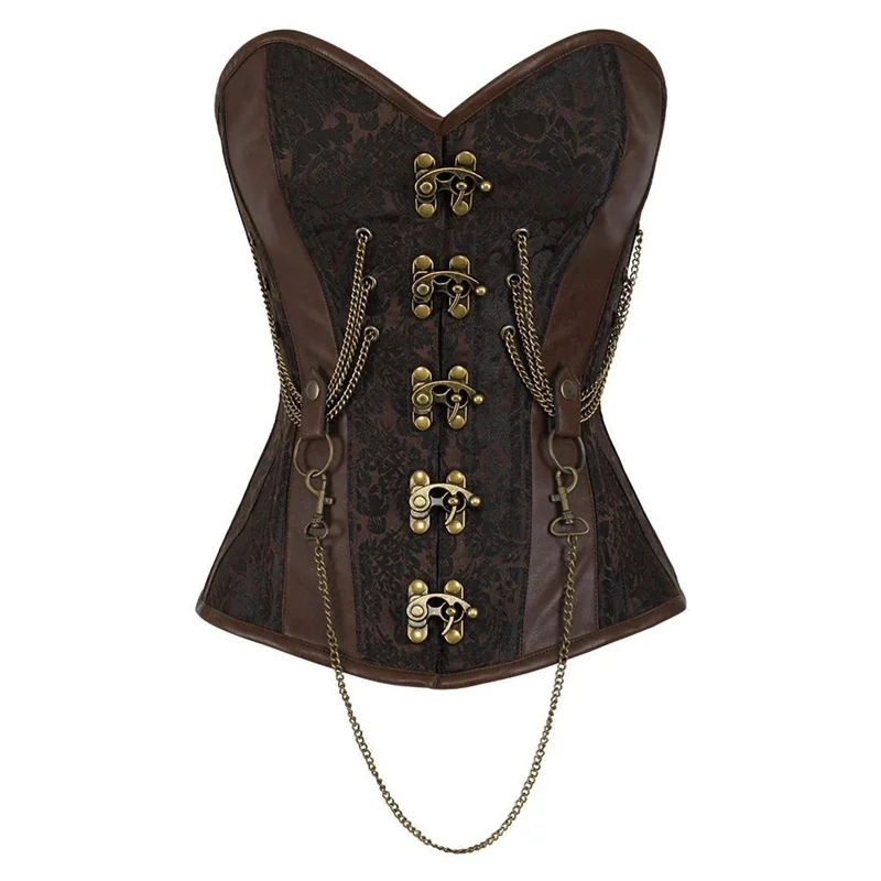 

Women's Corset Steampunk Body Shapewear Woman Brown Gothic Clothes Bodice Bustier Vintage Burlesque Goth Waist Lace-up Corsets