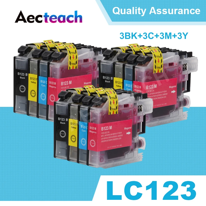 

Aecteach LC123 XL Compatible ink cartridges for Brother LC123 For MFC J4410DW J4510DW J870DW DCP J4110DW J132W J152W J552DW