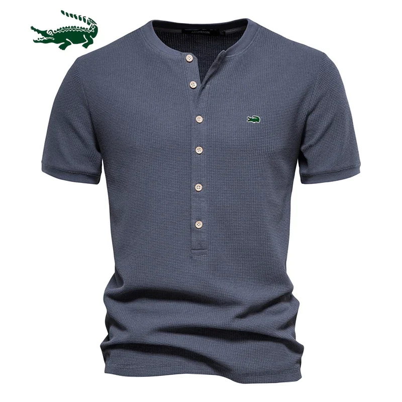 Cotton Waffle Henley T-Shirt for Men Solid Color Embroidery Casual Short Sleeve Men's T-shirt New Summer Designer Tops Tee Male
Cotton Waffle Henley T-Shirt for Men Solid Color Embroidery Casual Short Sleeve Men's T-shirt New Summer Designer Tops Tee Male