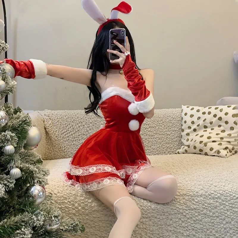 

Cosplay Christmas Santa Clause Woman Suit Dress Bunny Girl Costume Rabbit Set Bunny Sexy Lingeries Lady Maid Uniform 2023