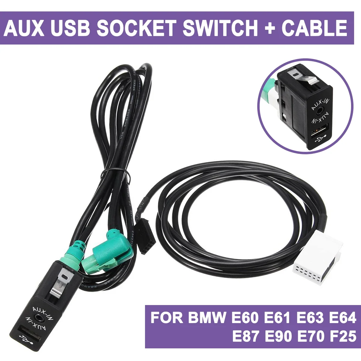 Car For BMW E60 E61 E63 E64 E87 E90 E70 F25 for Phantom AUX USB Socket Switch+AUX USB Cable USB Cable Adapter Audio Harness Wire
Car For BMW E60 E61 E63 E64 E87 E90 E70 F25 for Phantom AUX USB Socket Switch+AUX USB Cable USB Cable Adapter Audio Harness Wire