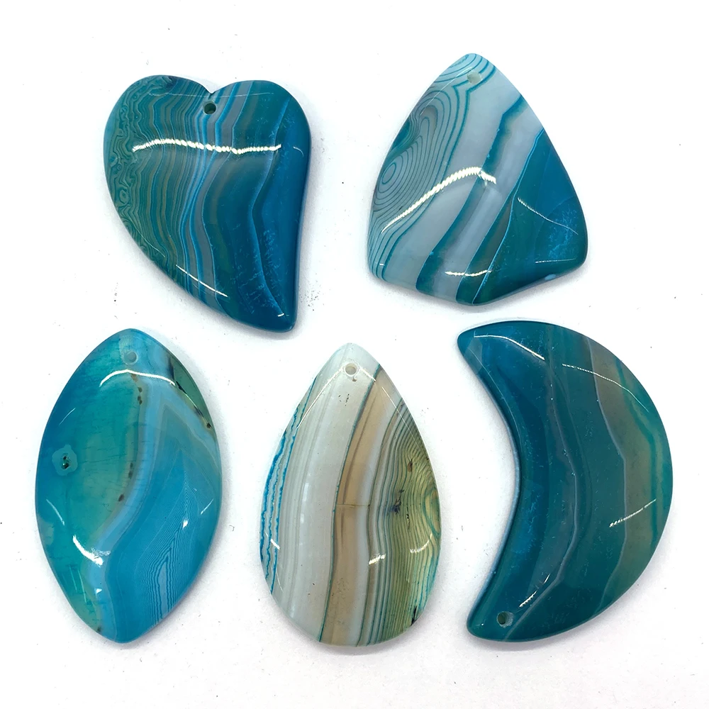 

5pcs/pack Lt Blue Agate Natural Agate Stone Beads Irregular Shaped Suitable for DIY Making Necklace Earrings Jewelry Accessories
