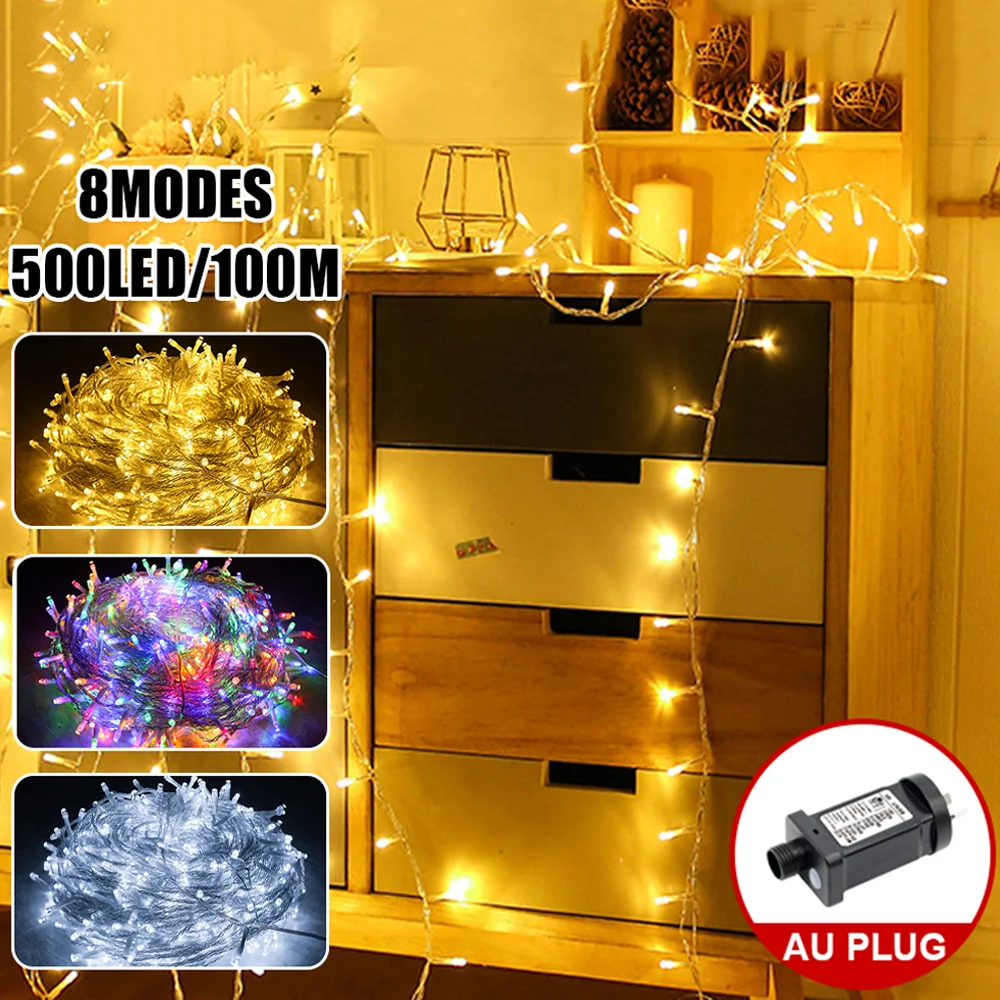 

100m LED String Lights AU Plug Copper Wire Garlands Light Fairy Lamp Party Decoration Atmosphere Light for Birthday Christmas We