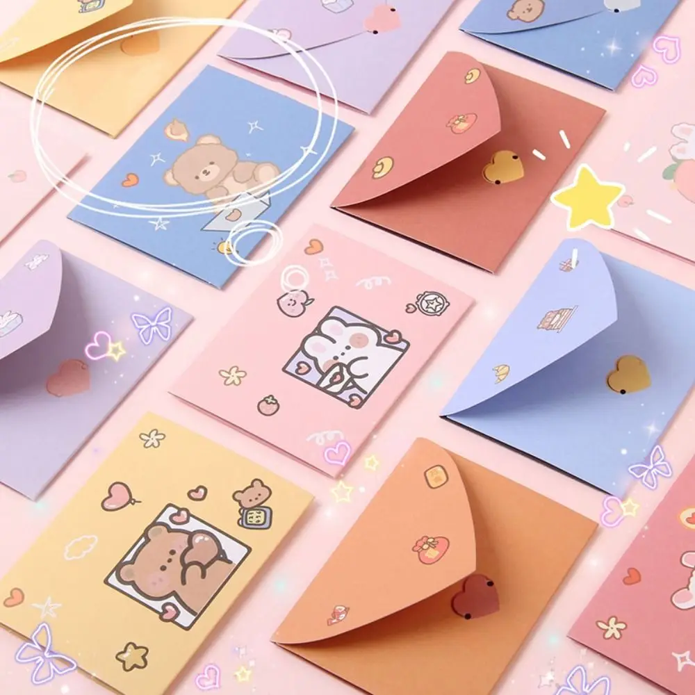 

Ins Blessing Thank Envelope Cartoon Bear Rabbit Cartoon Greeting Card Foldable Beautiful Decoration Letter Paper New Year Gift