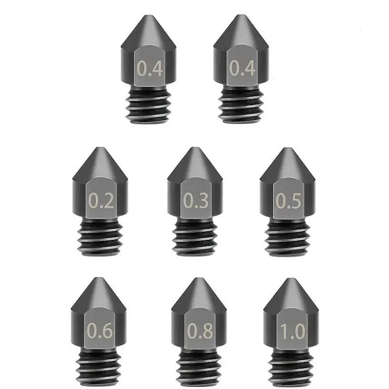 5pcs 3D Printer Nozzles Hardened Steel MK8 Extruder Nozzles 0.2mm, 0.3mm, 0.4mm, 0.5mm, 0.6mm, 0.8mm, 1.0mm
5pcs 3D Printer Nozzles Hardened Steel MK8 Extruder Nozzles 0.2mm, 0.3mm, 0.4mm, 0.5mm, 0.6mm, 0.8mm, 1.0mm