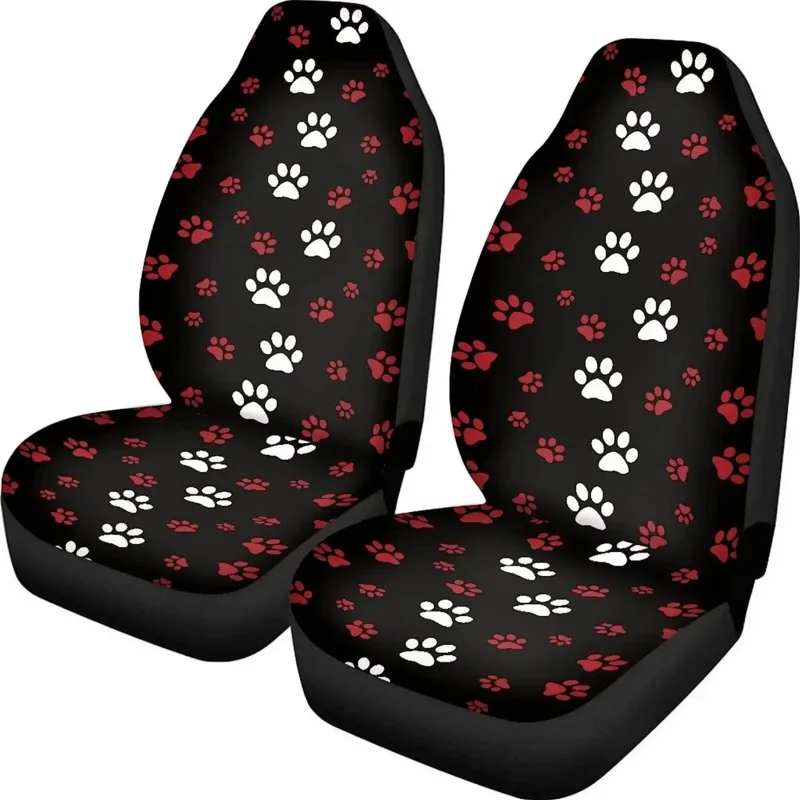 

Red White Dog Paw Print for CarSedanTruckSUV2 Piece Front Bucket Seat Covers Universal