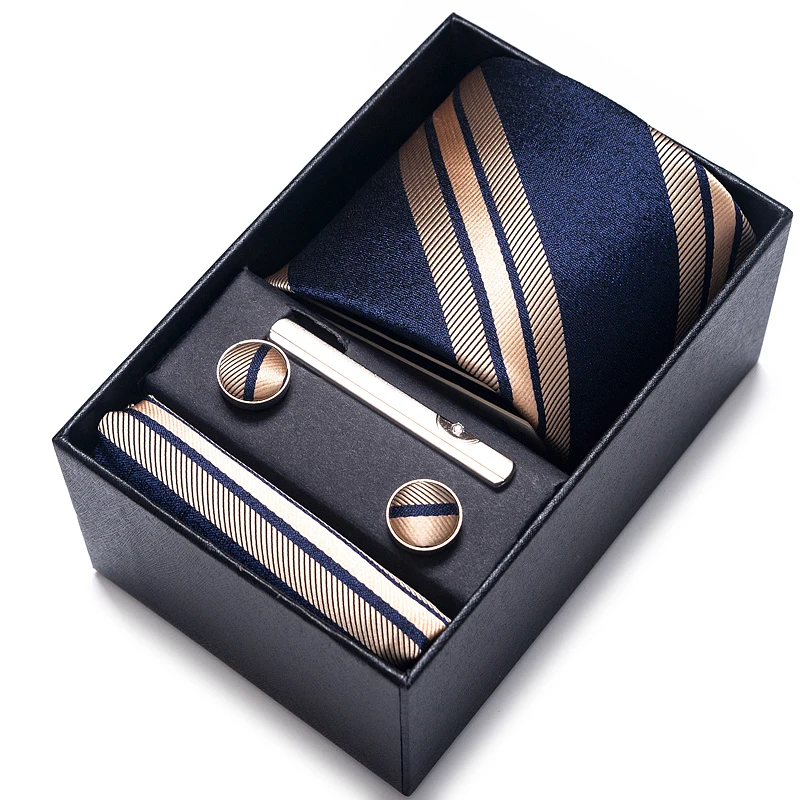 65 цветов модный брендовый галстук носовой платок Набор Запонок коробка Мужская