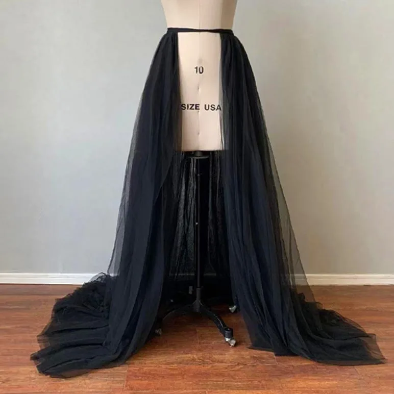 

Simple Tulle Overskirts for Women Long Prom Party Detachable Skirt 5 Layers Tulle Sweep Train Removable Overlay Skirts Customize