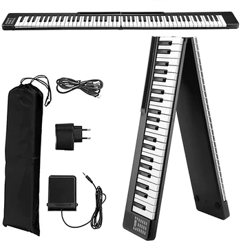휴대용 접이식 피아노 88 키, 초보자 연습 키보드 접합 피아노, 핸드 롤 전자 피아노