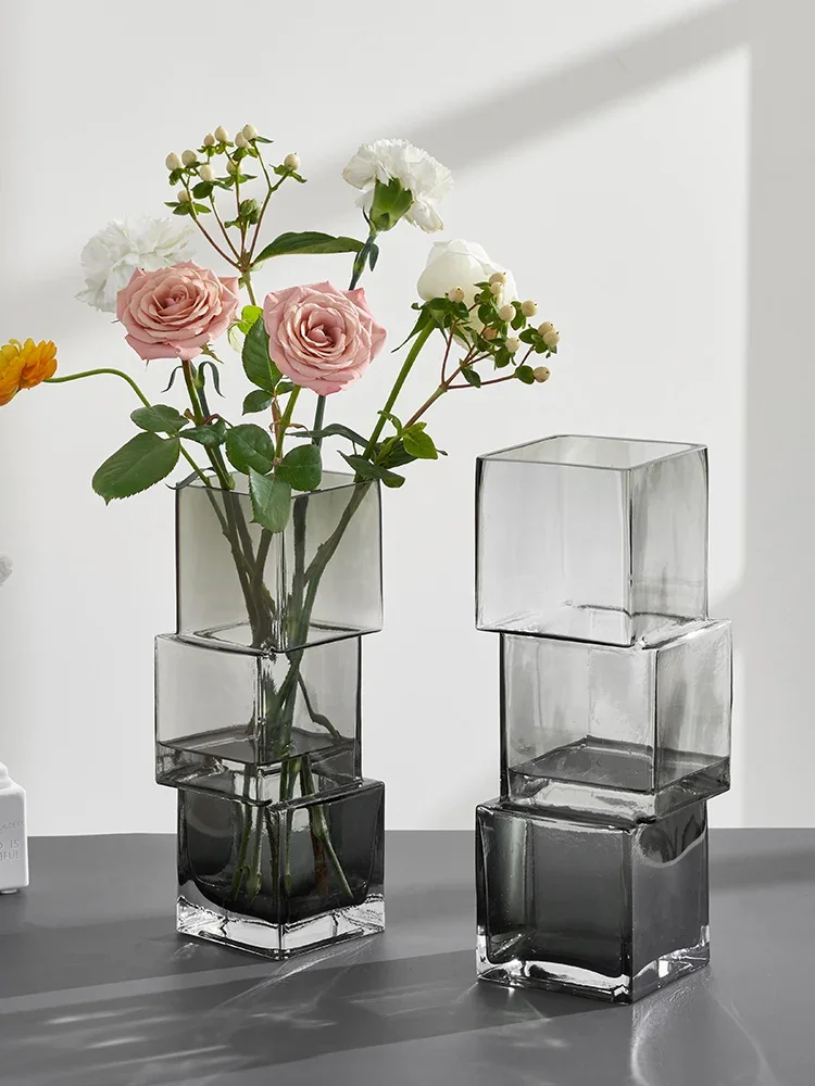 

Стеклянная ваза в стиле INS, прозрачная высококлассная Роскошная декоративная креативная гостиная, Цветочная композиция высокого класса