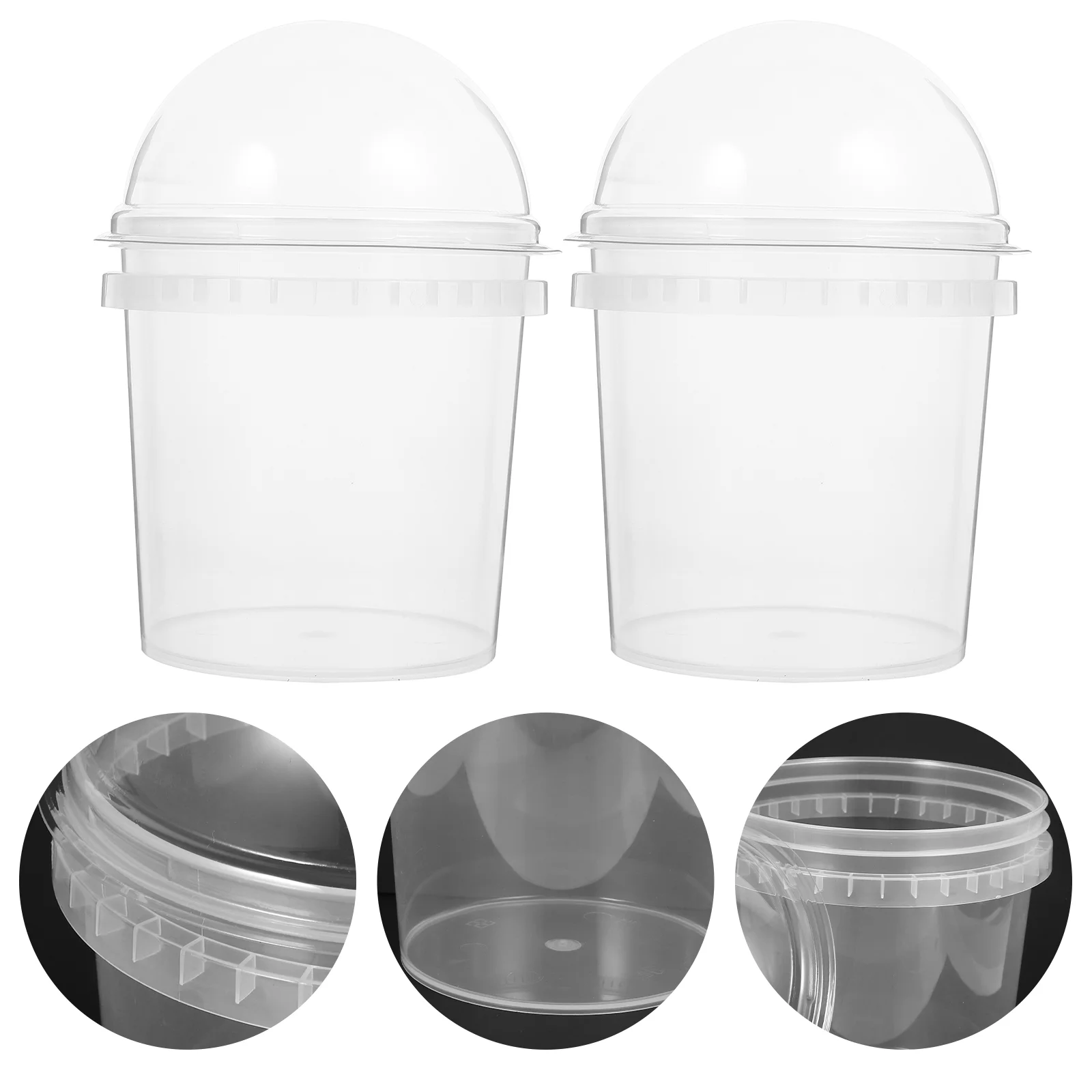 

6 Pcs Popcorn Bowl Cold Drink Bucket Snacks Food Containers with Lids Large Ice Cream Plastic Fruit Yogurt