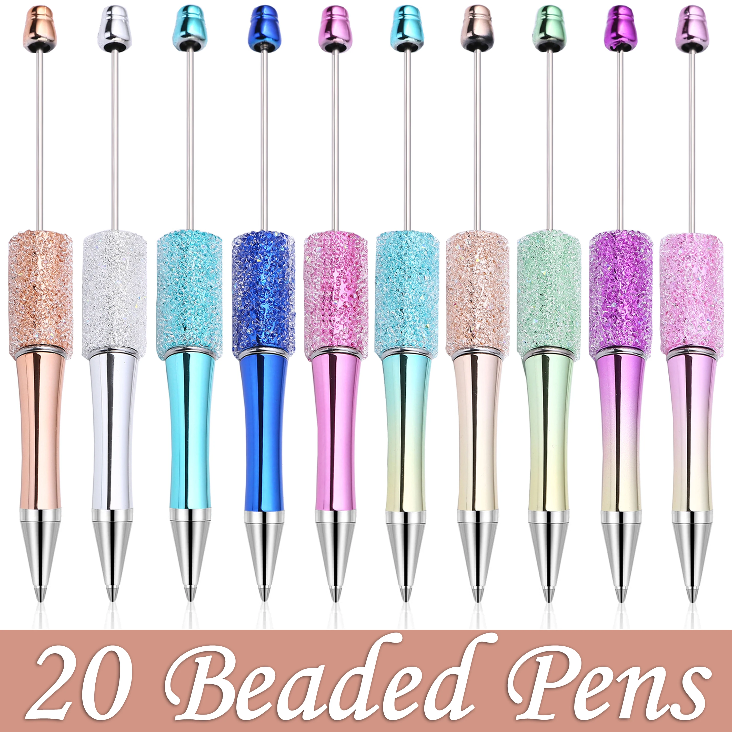 

20PCS Full Star Plating Beaded Pen Creative DIY Handmade Sticker Set Diamond Beaded Ballpoint Pens Advertising Gift Pen
