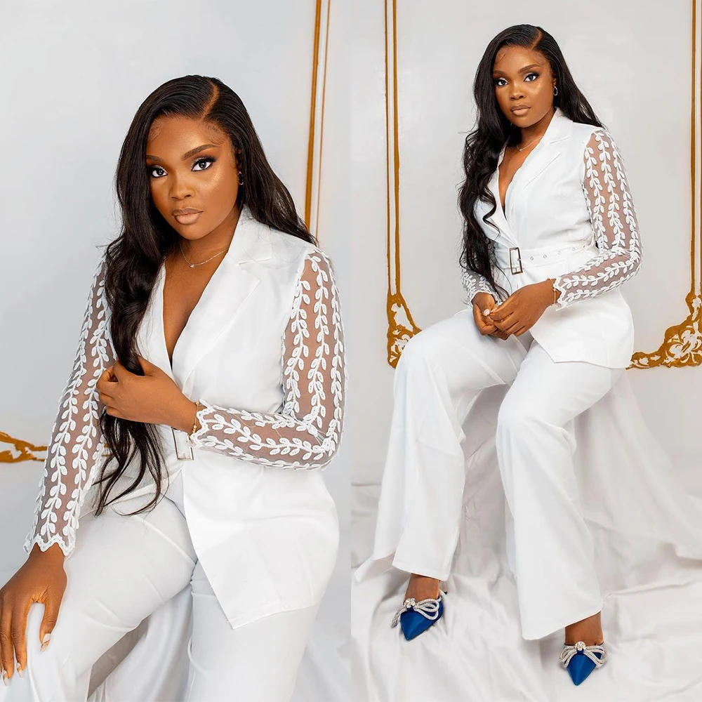 2 Pieces Formal Women Suit Blazer Pants With Belt Lace Leaves Sleeves Mother Of The Bride Formal Business Causal Wear Tailored
2 Pieces Formal Women Suit Blazer Pants With Belt Lace Leaves Sleeves Mother Of The Bride Formal Business Causal Wear Tailored