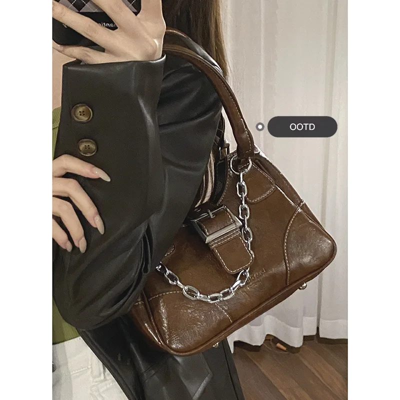 

Luxury Designer Women's Handbag Canvas Crassbody Bags For Women Chain Underarm Shoulder Bag Contrast Leather Female Clutches