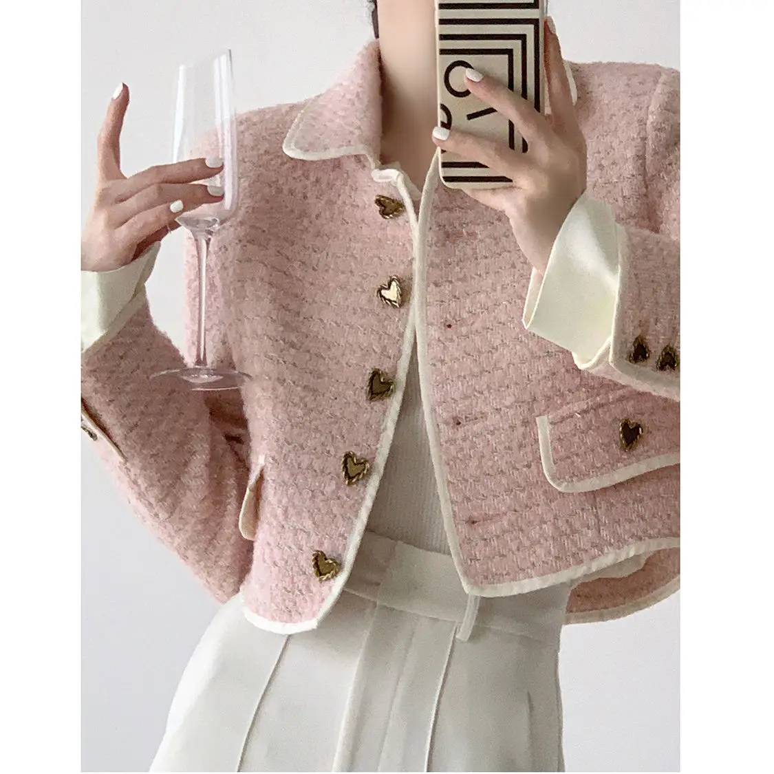 Spring Autumn Women Small Fragrance Tweed Short Coat Long Sleeve Lady Turn-Down Collar Jacket Single Breasted Cardigan Tops U817
Spring Autumn Women Small Fragrance Tweed Short Coat Long Sleeve Lady Turn-Down Collar Jacket Single Breasted Cardigan Tops U817
