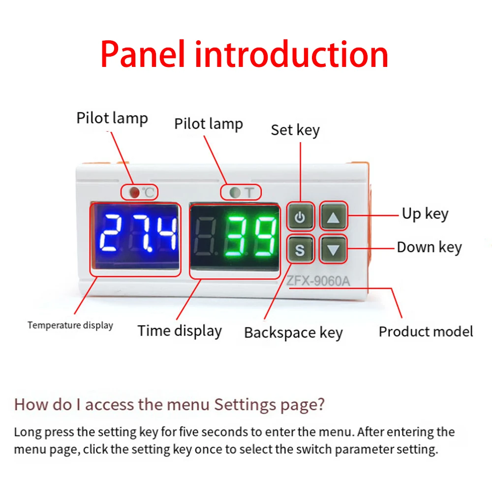 

ZFX-9060A 3 in 1 Intelligent Digital Temperature Controller -50℃ to 120℃ 10A Heating Cooling Time Control DC12V / 24V AC110-220V