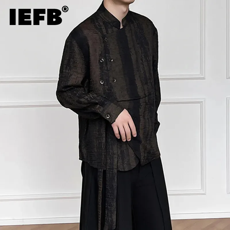 IEFB Chinese Style Men's Shirt New Stylish Gradient Color Male Long Sleeve Top Stand Collar Double Breasted Lace Up Shirts C2628
IEFB Chinese Style Men's Shirt New Stylish Gradient Color Male Long Sleeve Top Stand Collar Double Breasted Lace Up Shirts C2628