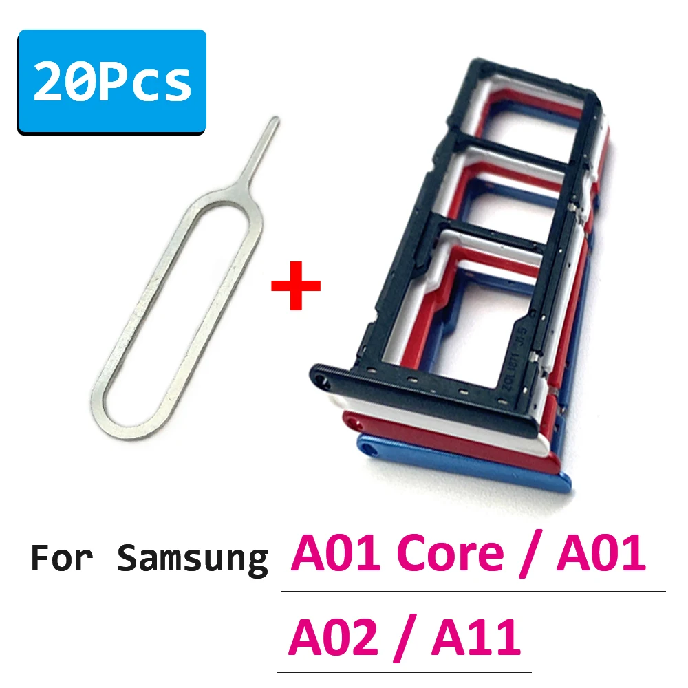 

20Pcs/Lot，SIM Card Tray Chip Drawer Slot Holder Adapter Accessories With Pin For Samsung A01 Core A02 A11