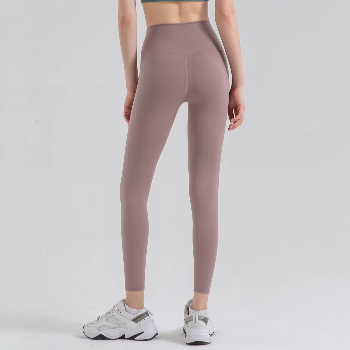

Sports Yoga Pants Women Gym Breathable Solid Color Nude Brushed High Waist Ninth Pants Hip Lift Elastic Fitness Leggings