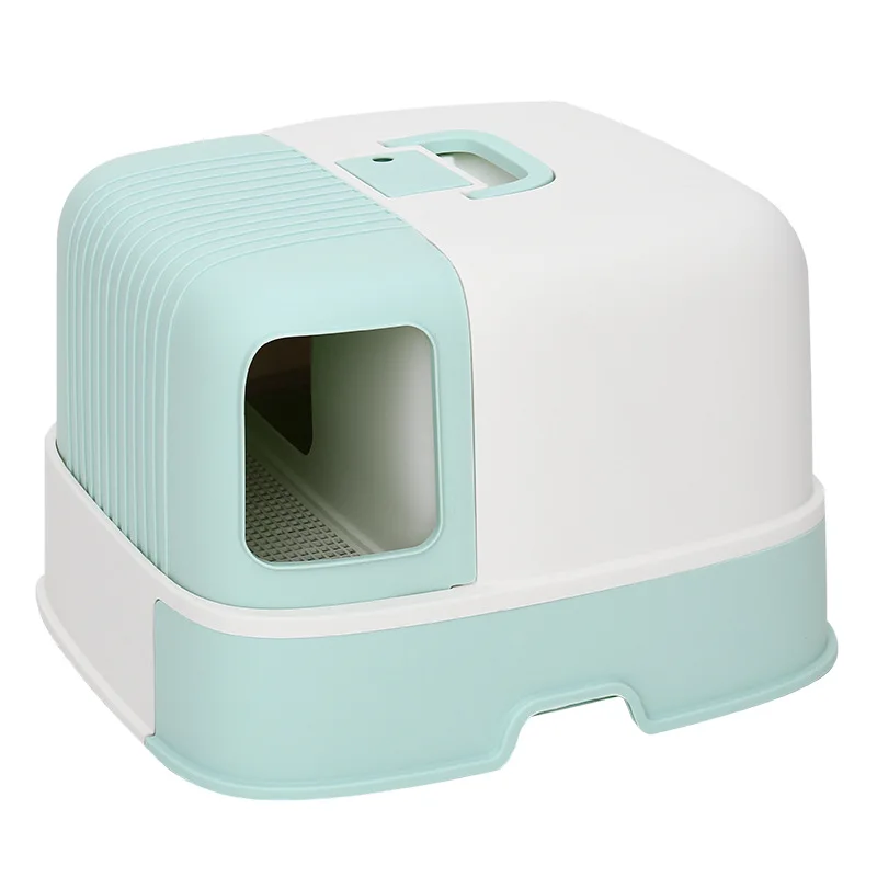

Cat Toilet Box Indoor Semi-Enclosed Litter Box Cat Litter Toilet Separate Design Easy to Clean and Wash with Cat Litter Scoop