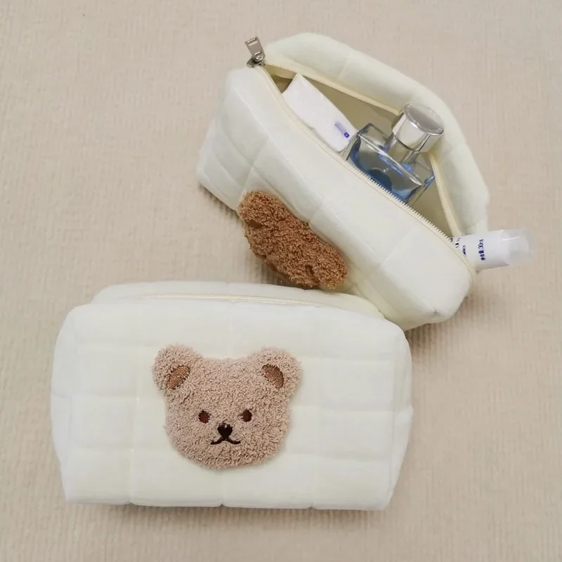 

Cute Bear Baby Toiletry Bag Make Up Cosmetic Bags Portable Diaper Pouch Baby Items Organizer Reusable Cotton Cluth Bag for Mommy