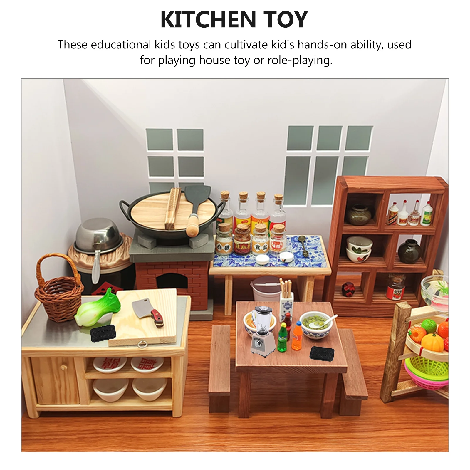 Mélangeur de cuisine en plastique pour enfants, mini accessoires miniatures, maison de courses Ju479, modèle de jouet électrique pour tout-petits, maison de beurre, 1:12 3