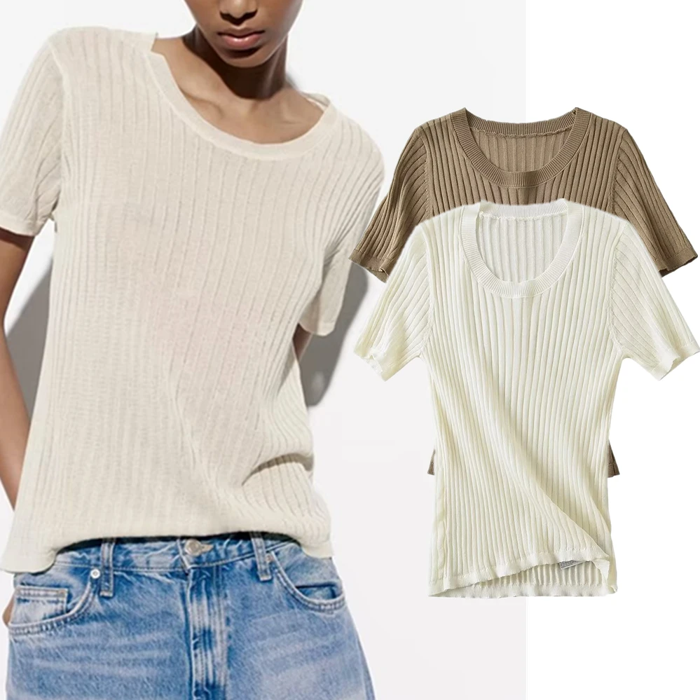 Maxdutti British Ladies Solid Color T-Shirt Women Simple Knit Rib Top Fashion Casual Basic
Maxdutti British Ladies Solid Color T-Shirt Women Simple Knit Rib Top Fashion Casual Basic