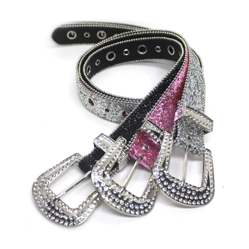 

Adjustable Rhinestone Waist Belts for Jeans Glitter Belt for Woman Cowboy Cowgirl Teens Female Jeans Skirt Waistband