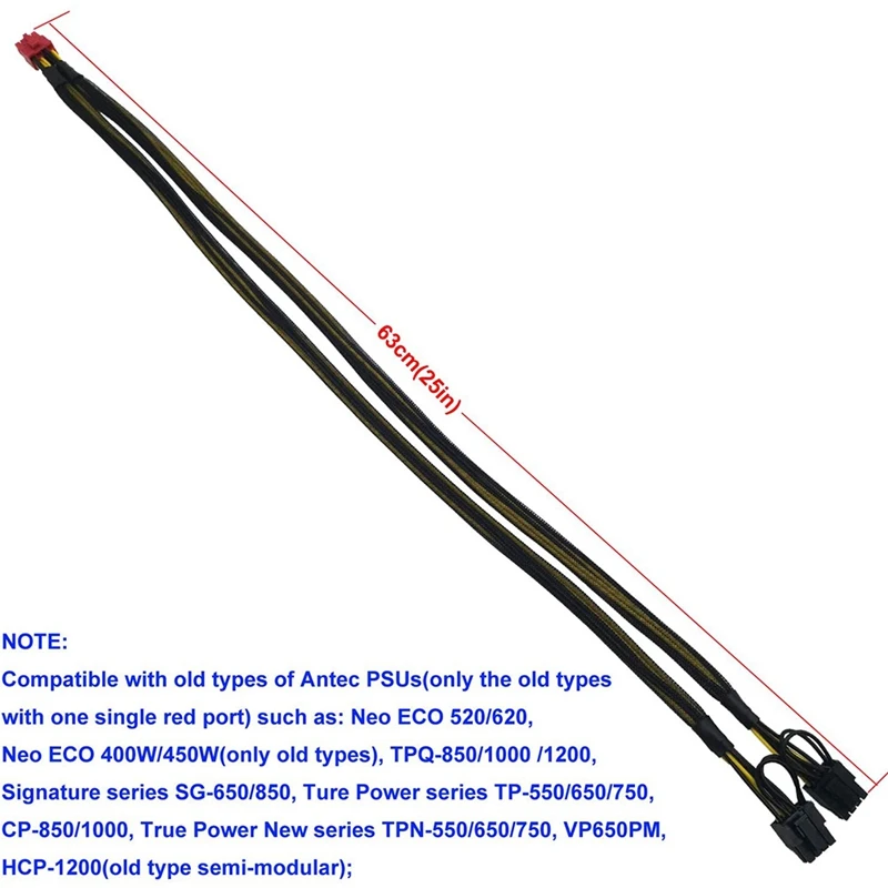 CPU 8 Pin Male To Dual Pcie 2X 8 Pin (6+2) Male GPU Power Adapter Cable For Antec Modular Power Supply 25-Inch(63Cm)
CPU 8 Pin Male To Dual Pcie 2X 8 Pin (6+2) Male GPU Power Adapter Cable For Antec Modular Power Supply 25-Inch(63Cm)