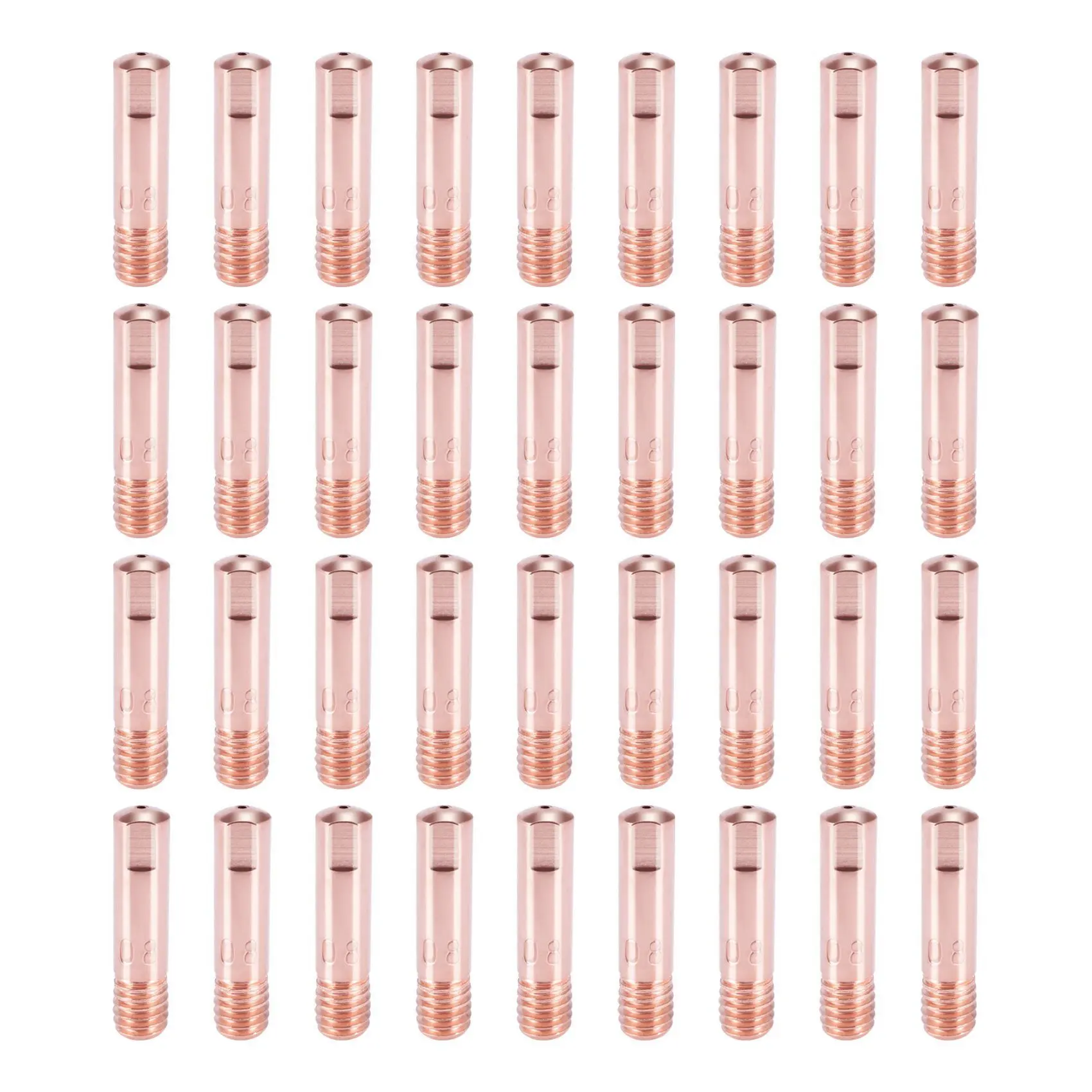 40Pcs Copper Contact Tip Welding Tip 0.8mm Current Nozzle Welding Tip for 15AK Welding Machine MIG / Welding Torch
40Pcs Copper Contact Tip Welding Tip 0.8mm Current Nozzle Welding Tip for 15AK Welding Machine MIG / Welding Torch