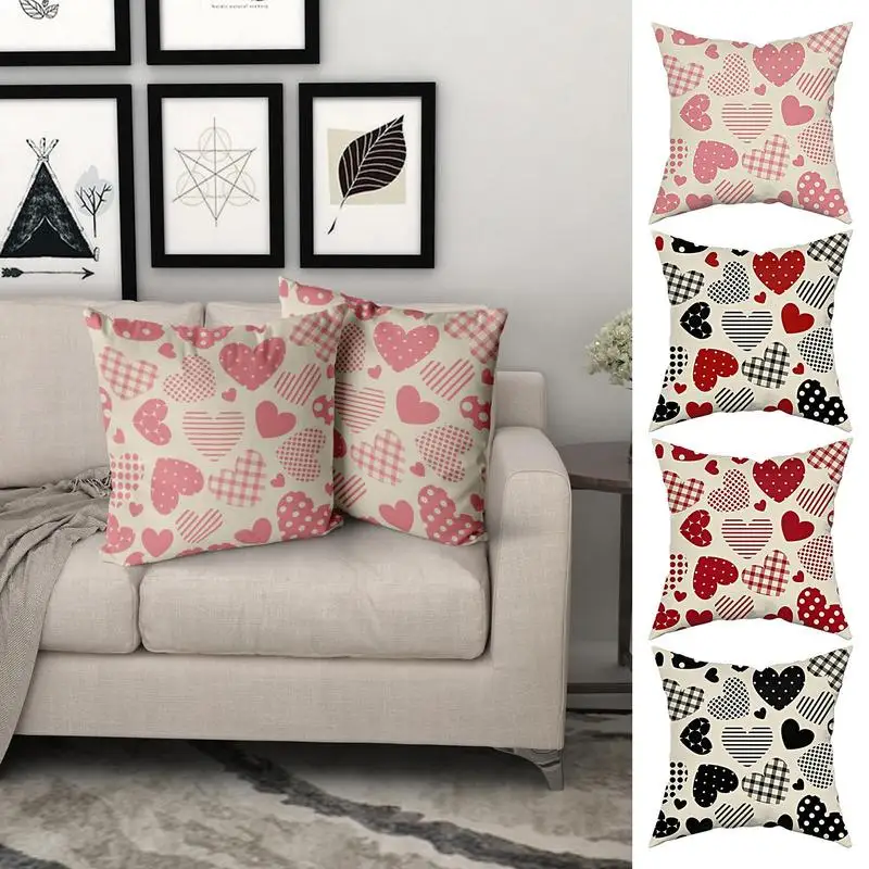 

45cm Valentine Day Wedding Decorative Pillowcase Romantic Heart Red Prints Polyester Sofa Cushion Cover Happy Valentines Pillow