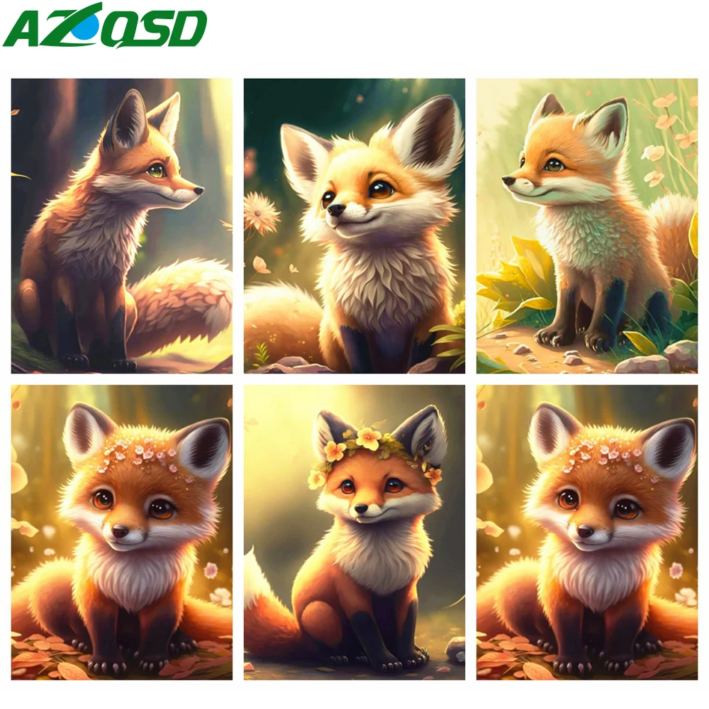 

AZQSD Diamond Painting Kit Fox Animal Gift 30x40cm Rhinestones 5d DIY Embroidery Sunset Fantasy Cross Stitch Gift Home Decor