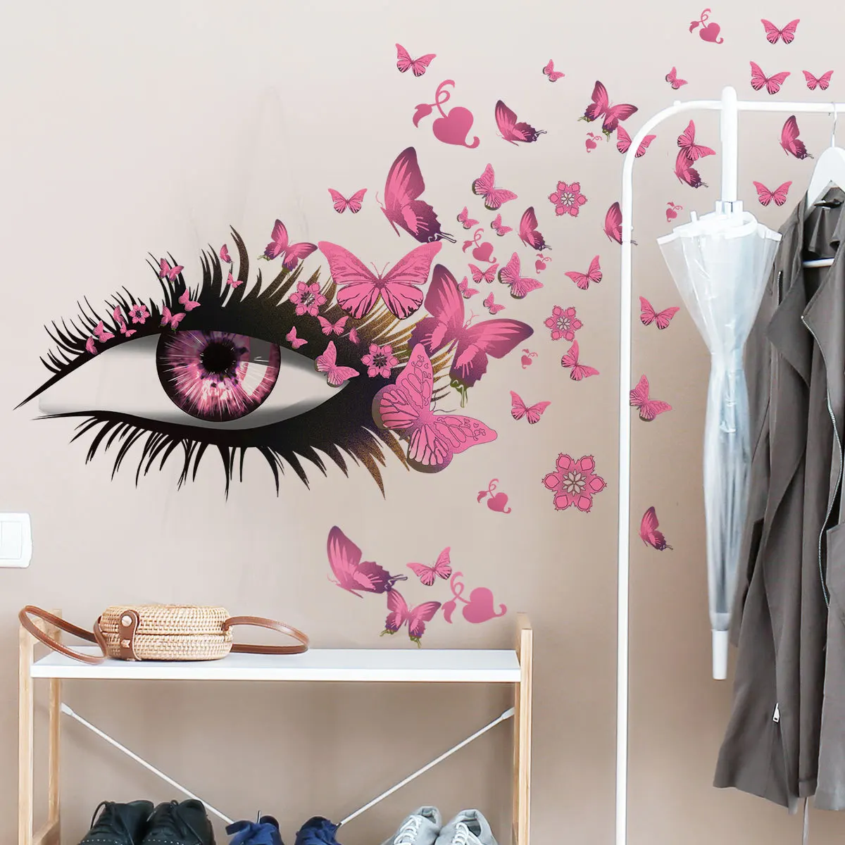 

Большие глаза, красивая бабочка, настенные художественные наклейки для гостиной, украшение, современные коридоры, обои, домашний декор