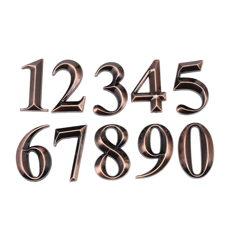 

10Pc Gate Digits 0 To 9 Number Tag Numeral Door Plaque House Drawer Sign Plating Hotel Home Sticker Address Door Label