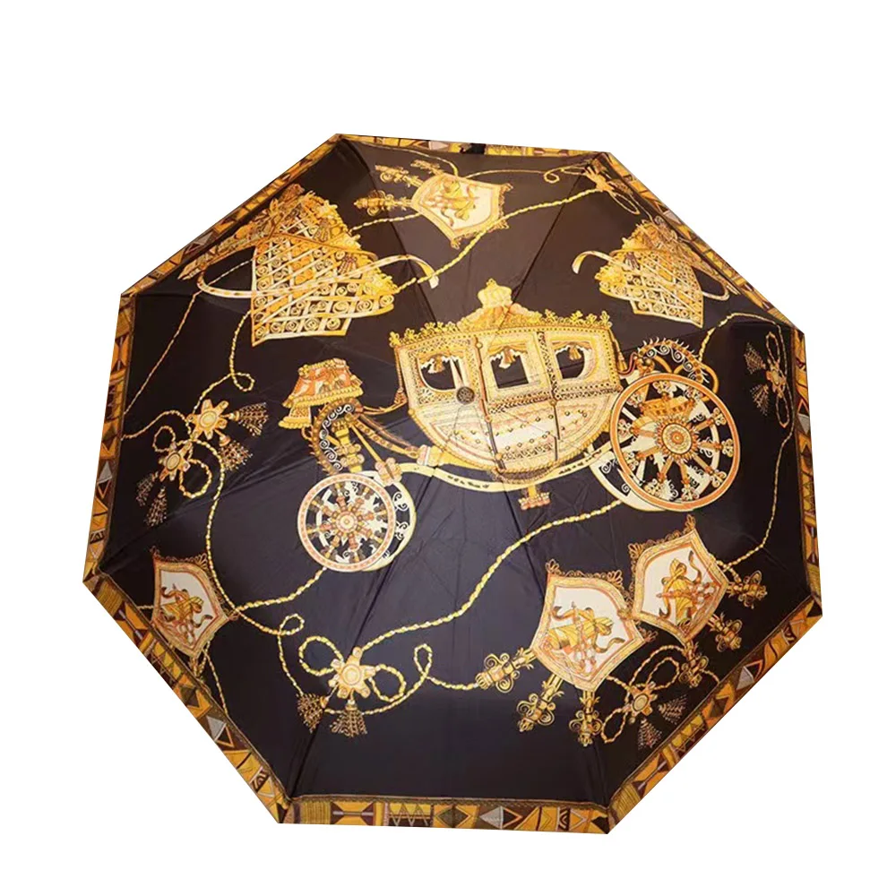 

Pattern Golden Oriental Red Fully-automatic Rain Umbrella Foldable Sun Umbrella for Kids Women Males Eight Strands Umbrella