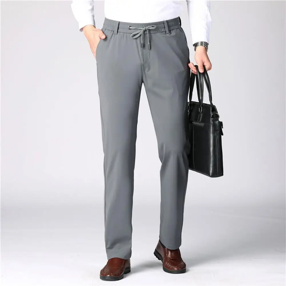 Men Solid Color Business Suit Pants High Waist Elastic Waistband Drawstring Pockets Straight Leg Long Trousers Stretchy Casual P
Men Solid Color Business Suit Pants High Waist Elastic Waistband Drawstring Pockets Straight Leg Long Trousers Stretchy Casual P