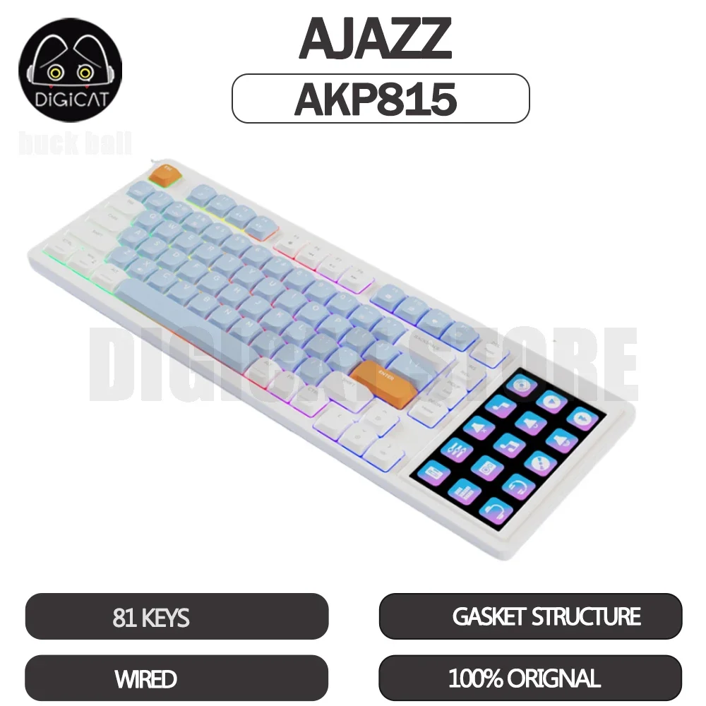 

Ajazz AKP815 Mechanical Keyboard With 4.95Inch LCD Screen 81Keys Wired Keyboard RGB Backlit Office Keyboard For Win/Mac/iOS Gift